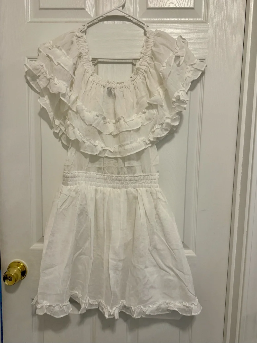 FAVLUX White Off-Shoulder Ruffle Top - Picture 2 of 5